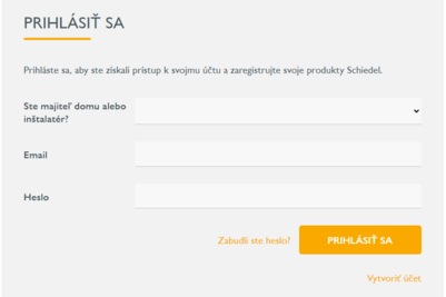 Záruka Schiedel formulár pre prihlásenie