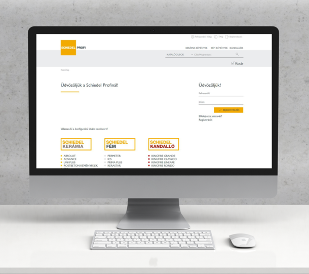 Schiedel Profi webes kéménykiíró indulólapja egy monitoron
