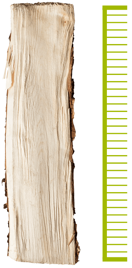 Diagram showing a piece of wood should be 25 to 30 cm length